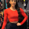 Be Fit Red Mesh Long Sleeve Crop Top