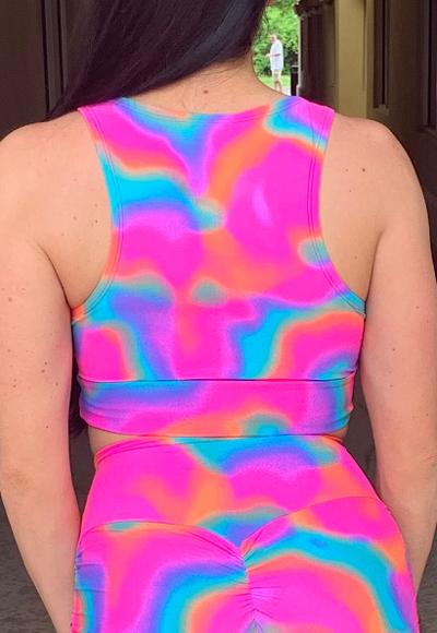 Be Fit Pink Rainbow Bra Top - Image 2