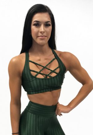 Be Fit Green Shiny Strappy Bra Top