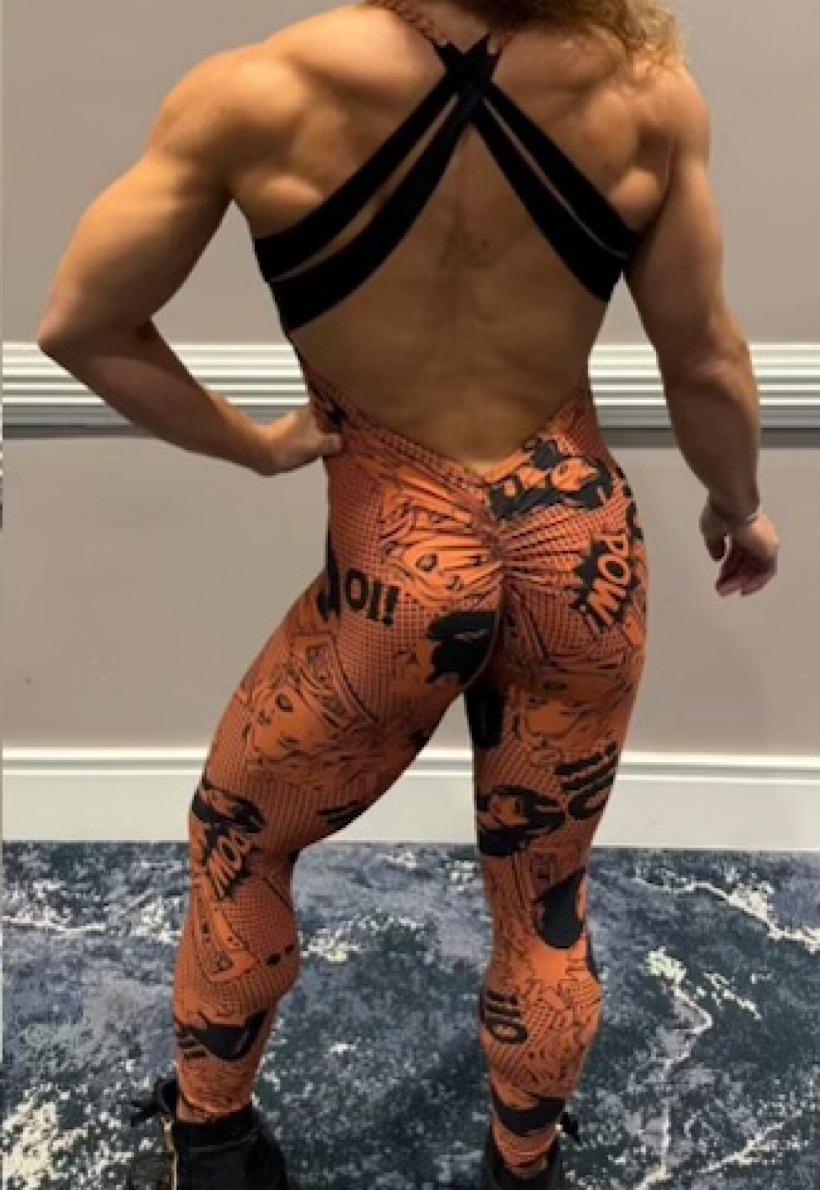 Be Fit Terra Cotta Cartoon Scrunch Butt Jump Suit - Image 2