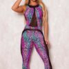 Be Fit Pink and Blue Animal with Mesh Scrunch Butt Jump Suit