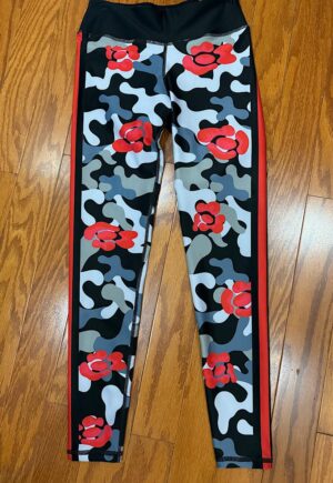 Be Fit Rose Camo with Red and Black Stripes Leggings