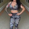 Be Fit Zebra & Chains Scrunch Butt Legging and Bra Top Set