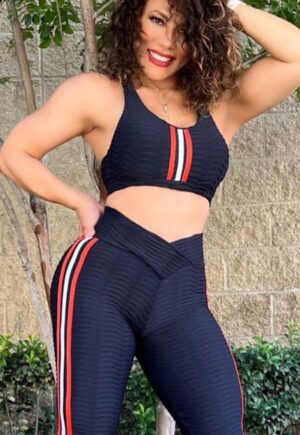 Be Fit Choice of Color Wave Scrunch Butt Legging and Bra Top Set