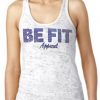 Be Fit White with Blue Sequin Burnout Tank