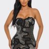 Be Fit Black Strapless Rhinestone Mini Dress