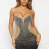 Be Fit Nude & Black Rhine Stone Dress