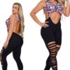Be Fit Black Sliced with Graffiti Scrunch Butt Jump Suit