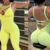 Be Fit Neon Yellow Wave Scrunch Butt Jump Suit