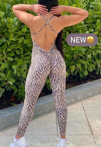 Be Fit Nude Python Scrunch Butt Body Suit - Image 3