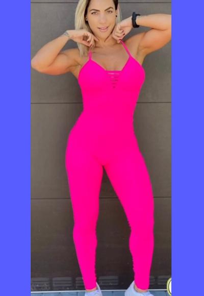 Be Fit Neon Pink Wave Scrunch Butt Body Suit