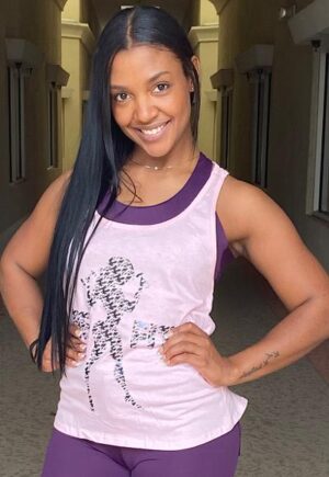 Be Fit Pink with Black Bling Sliced Back Tank Top