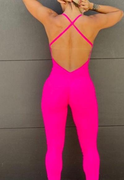 Be Fit Neon Pink Wave Scrunch Butt Body Suit - Image 2