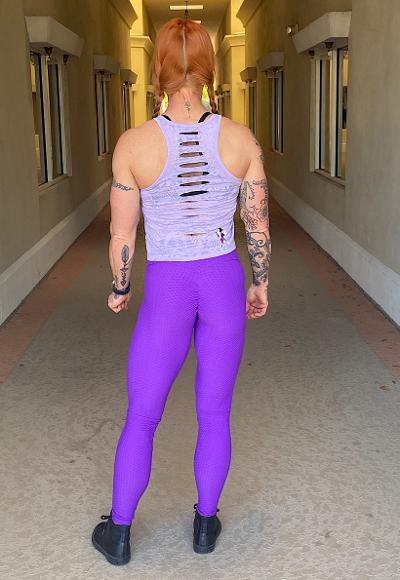 Be Fit Purple with Camo "BOSS BABE" Sliced Back Tank Top - Image 4