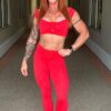 Be Fit Red Scrunch Butt Leggings and On/Off The Shoulders Bra Top Set