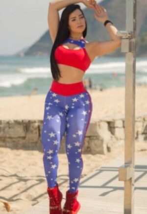Be Fit Red, White and Blue Scrunch Butt Legging and Bra Top Set