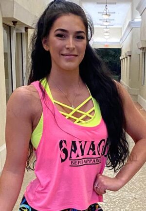 Be Fit Pink with Black Glitter "SAVAGE" Oversized Boxy Crop