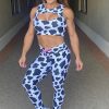 Be Fit Swiss Cow Scrunch Butt Leggings and Criss Cross Back Bra Top Set