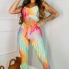Be Fit Rainbow Zebra Scrunch Butt Leggings and Bra Top Set
