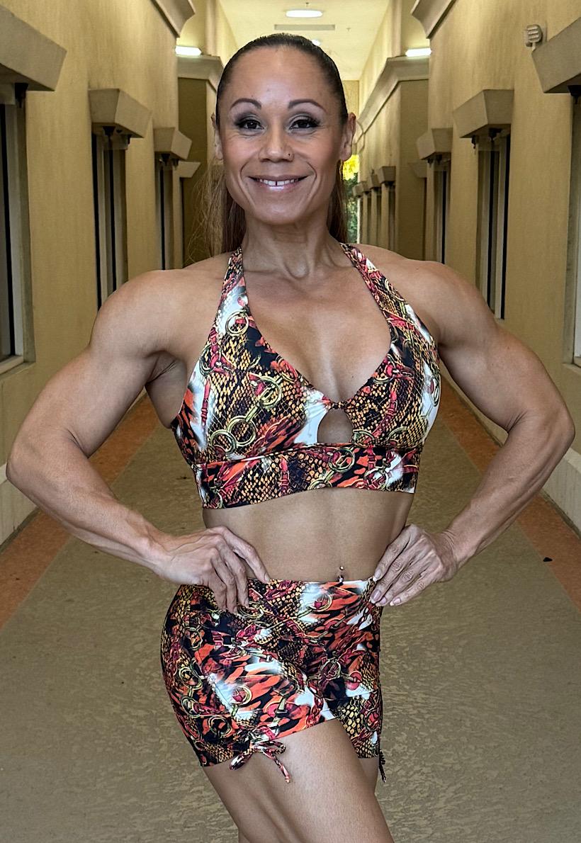Be Fit Python with Chains Scrunch Butt Shorts and Bra Top Set