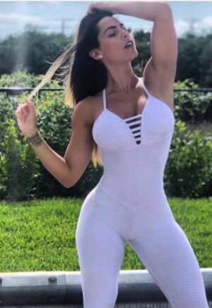 Be Fit White Wave (Jaquard) Scrunch Butt Body Suit