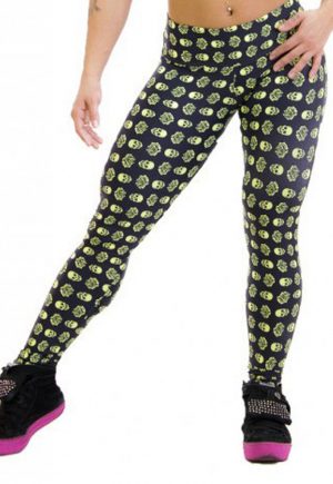 Be Fit Black With Yellow Skull Legging